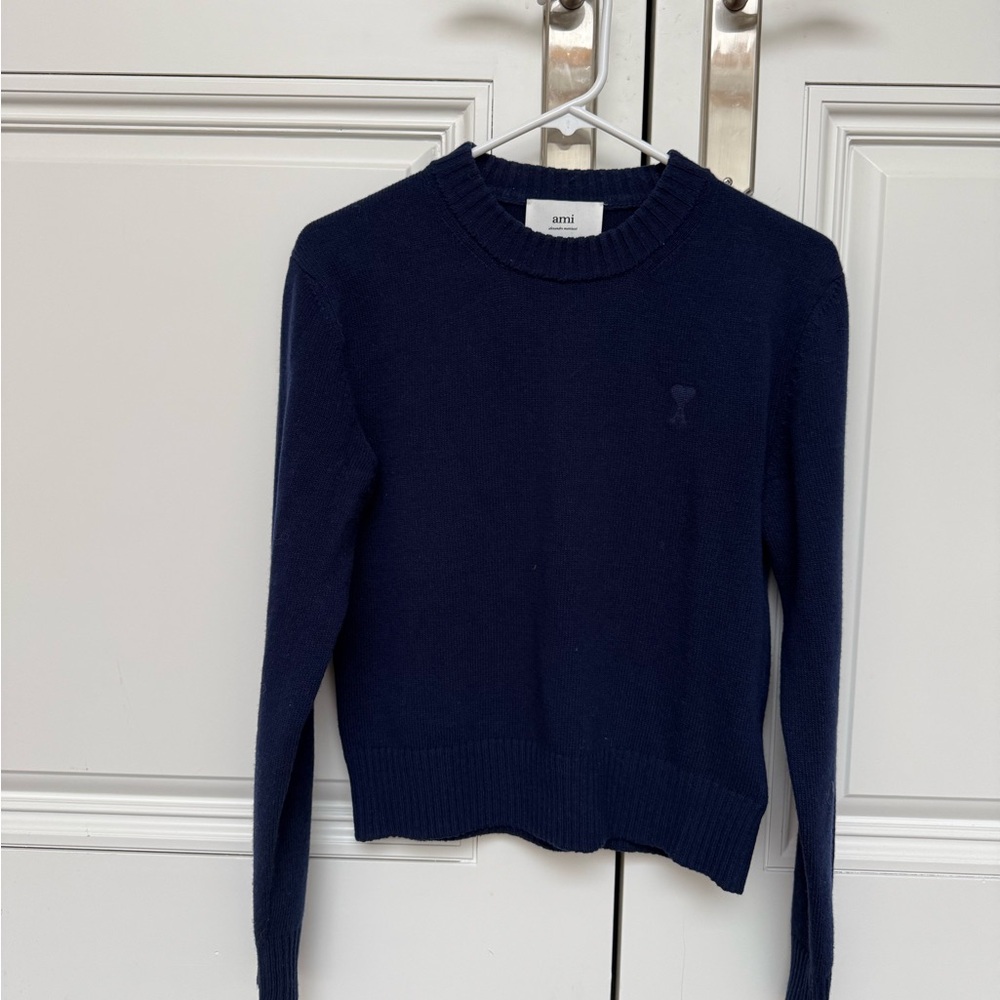 Ami Alexandre Mattiussi Women's Royal Blue Crew Neck Sweater